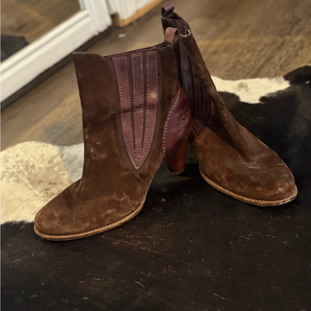 UGG Dark Brown Suede Heeled Boots